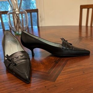 Sigerson Morrison Black Leather Kitten Heels